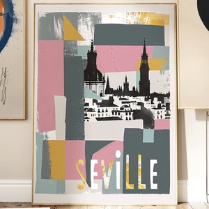 Seville Travel Poster - Neutral Spain Wall Art, Abstract Decor, Seville Print, Modern Spanish Poster, Minimalist Home Decor