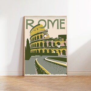 Rome Travel Poster Printable - Retro Vintage Wall Art, Digital Download, Instant Decor, Mid-Century Modern Style