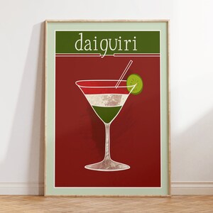 Cartel minimalista de cóctel Daiquiri - Decoración del carrito de bar, Impresión de arte de pared de cocina moderna, Decoración sofisticada del bar del hogar, Regalo para amantes de los cócteles
