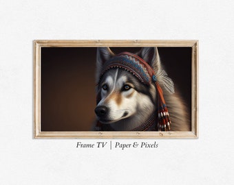 4K Samsung Frame Digital Art - Enchanted Husky | Boho Doge | LG OLED | Art for Samsung Frame TV