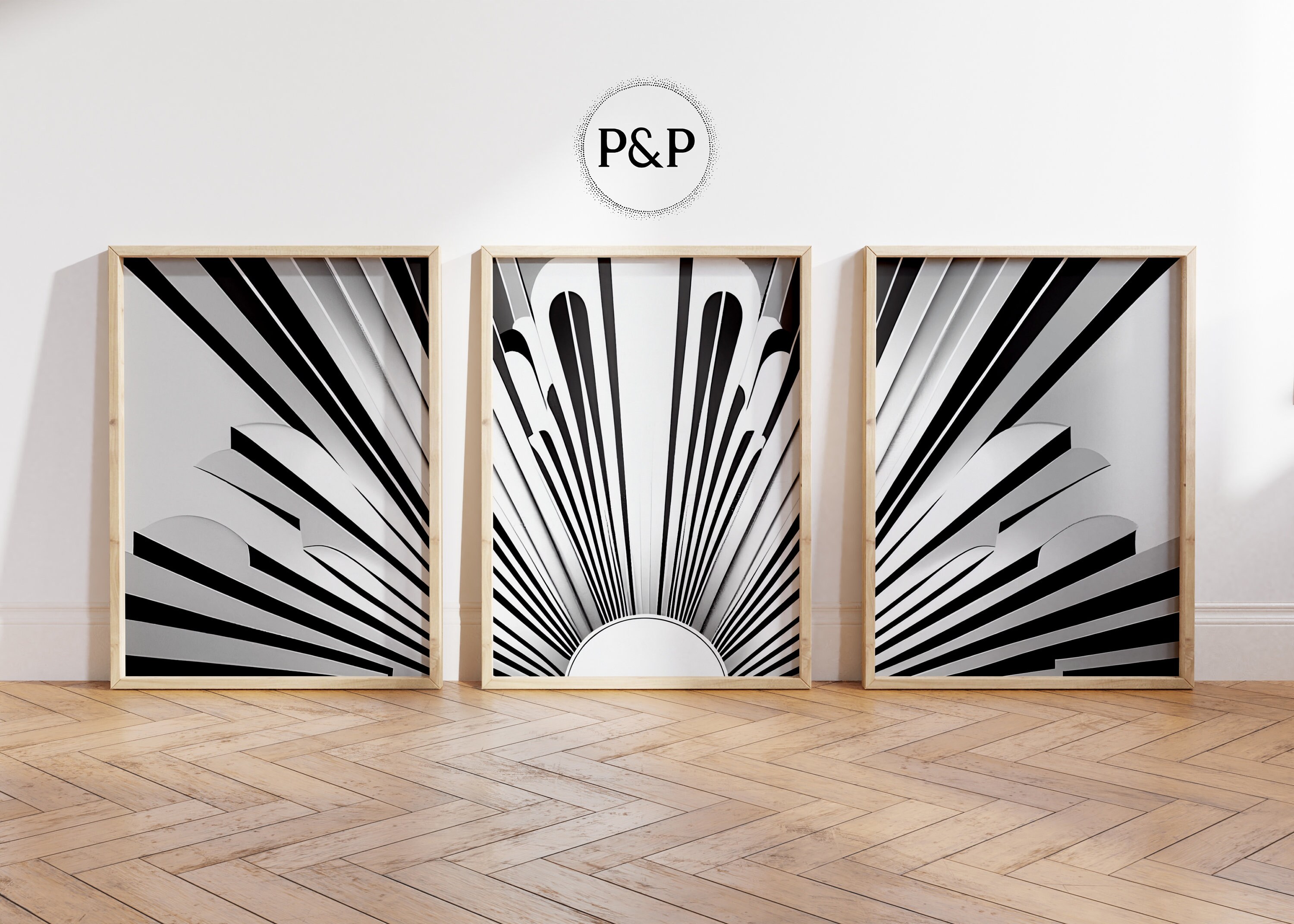 Abstract Modern Art Deco Printables Digital Art for 3 Piece Wall Decor ...