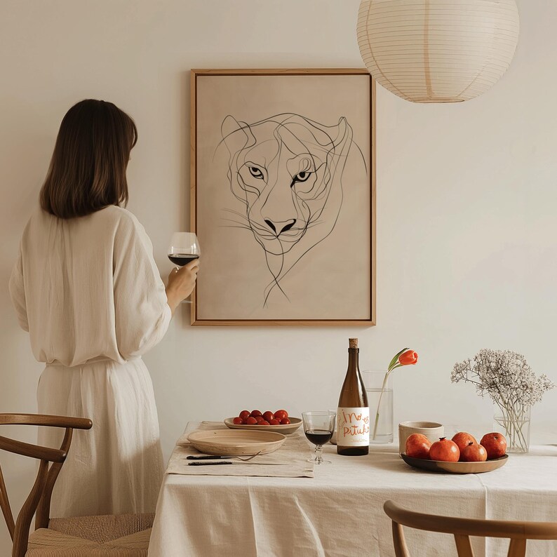 Tiger Line Art Print Minimalist Wall Art Poster, Modern Home Decor