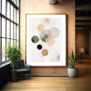 Boho Minimalist Dots Art Print, Abstract Neutral Colors, Modern Bohemian Wall Decor