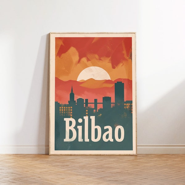 Retro Bilbao Travel Poster, Vintage Bilbao Art Print, Nostalgic Travel Wall Decor, Retro Travel Destination Print