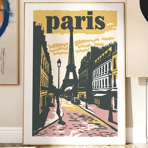 Paris Travel Poster - Vintage French Art Print, Retro Wall Decor, Vector Illustration, Parisian Home & Office Decor