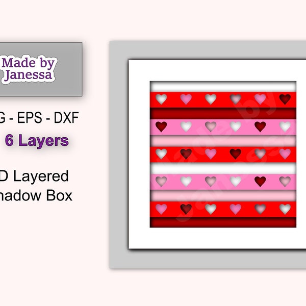 3D HEARTS shadow box svg - Valentine’s Day - gift - papercraft - layered cardstock - for cricut - for silhouette