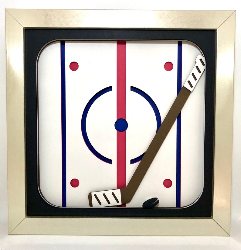 3D HOCKEY Shadow Box Hockey 3D Box Ice Hockey Svg 3D Layered Etsy