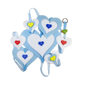 FELT SEWING KIT Hanging decoration hearts - blue