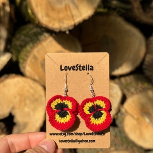 Crochet Pansy Earrings