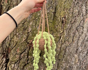 Crochet Hanging String of Pearls Plant, Handmade Crochet Decor