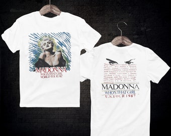 Vintage 80's Madonna Whos That Girl World Tour 2 Sides Shirt, Whos That Girl 1987 Tee
