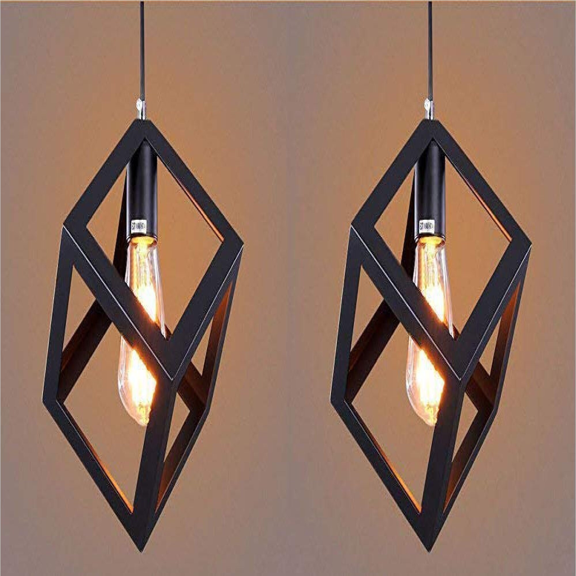 Cube Shape Hanging Pendant Ceiling Lamp Light for Home Decor black