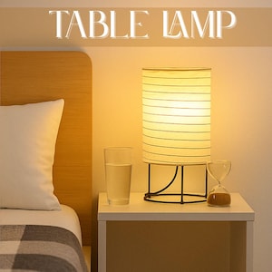 Minimalist Rice Paper Table Lamp – Japanese Style Soft Light Lamp for Bedroom, Living Room, Zen Decor, Warm Ambient Lighting