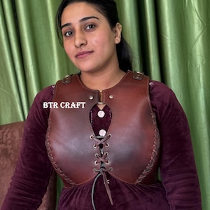 Medieval Leather Female Body Armor: Viking Cosplay Breastplate