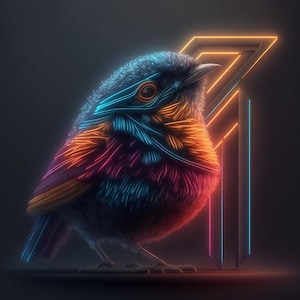 Neon Bird digital art 1024x1024