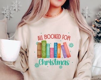 Todo reservado para sudadera de Navidad, regalo para bibliotecario, regalo de Navidad de ratón de biblioteca, camisa de árbol de libros de Navidad, regalo de camisa de Navidad amante de los libros