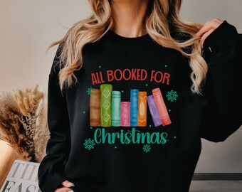 Todo reservado para sudadera de Navidad, regalo para bibliotecario, regalo de Navidad de ratón de biblioteca, camisa de árbol de libros de Navidad, regalo de camisa de Navidad amante de los libros
