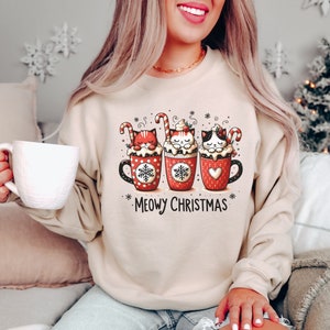 Meowy Christmas Shirt, Cat Christmas Sweatshirt, Cat Lover Gift For Christmas, Funny Christmas Cat Shirt, Funny Christmas Sweater