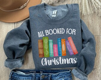 Todo reservado para sudadera de Navidad, regalo para el maestro, regalo de Navidad de ratón de biblioteca, camisa de árbol de libros de Navidad, regalo de camisa de Navidad amante de los libros
