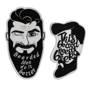 Beard set of 2 Iron on patch