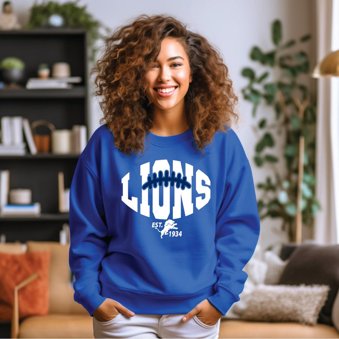 Lions Typography Sweatshirt,unisex Detroit Football Sweatshirt,lions