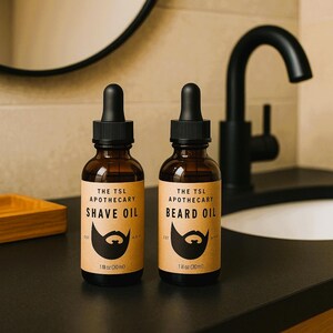 Men's Grooming Oil Duo – Natural Beard + Pre-Shave Oil for Men | Christian Apothecary | Father's Day Gift Set | Men's Birthday Gift Set