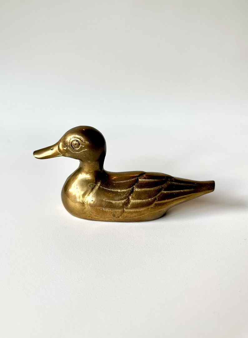 Vintage Brass Duck Figurine Etsy