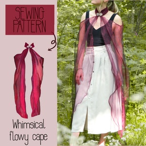 Whimsical flowy cape - PDF Sewing Pattern - Beginner - English