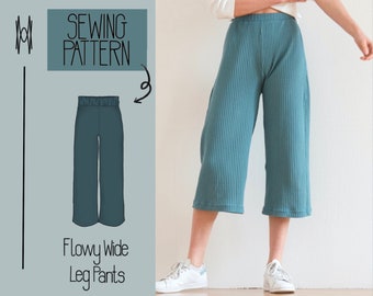 Flowy Wide Leg Pants - PDF Sewing Pattern - Beginner - English