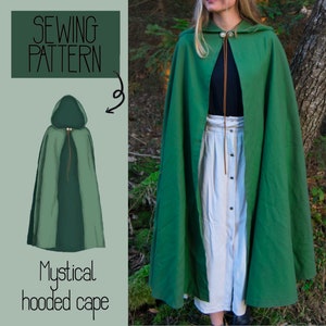 Mystical hooded cape with shoulder seam - PDF Sewing Pattern - Beginner - English