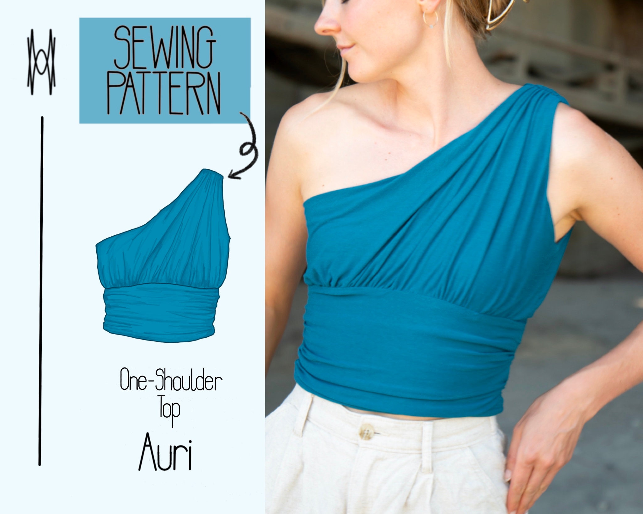 Gathered Asymmetric One-shoulder Top - Cropped and Long Version