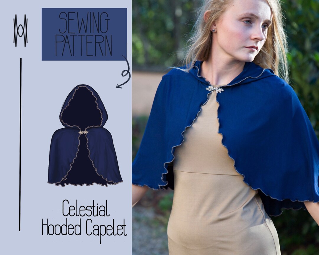 Celestial Hooded Short Capelet With Ruffles PDF Sewing Pattern Beginner