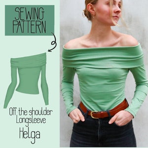 Off-the-shoulder longsleeve "Helga" - PDF Sewing Pattern - Beginner project - English