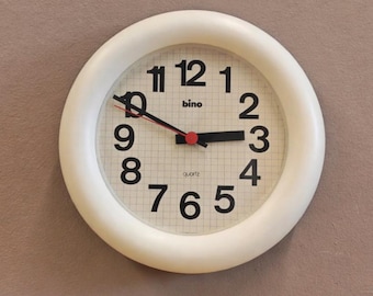Bino Lorenz 1970s White Wall Clock