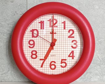 Bino Lorenz 1970s Red Wall Clock
