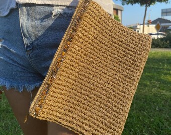 Woven Crochet Clutch Bag – Handmade Minimalist Wristlet Purse