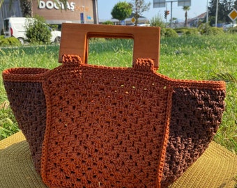 Terracotta Crochet Tote Bag – Handmade Coastal Statement Purse