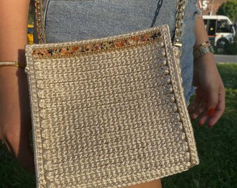 Beige Crochet Crossbody Bag – Handmade Elegant Shoulder Purse