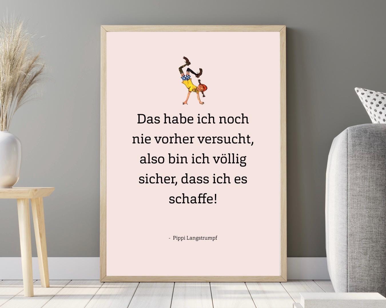 長くつ下のピッピ ポスター 引用 ピンク/ブルー/ホワイト – デジタル