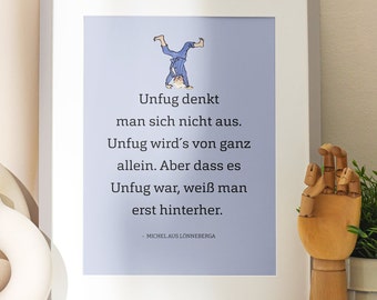 Michel aus Lönneberga Plakat mit Zitat Digitaler Download