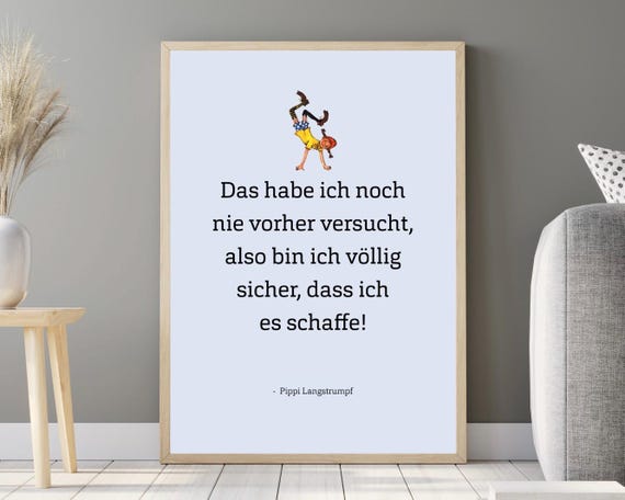 長くつ下のピッピ ポスター 引用 ピンク/ブルー/ホワイト – デジタル