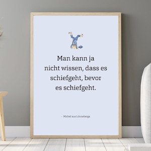 Michel aus Lönneberga Poster Zitat rosa/blau/weiß – Digitaler Download | Kinderzimmer Deko | Kinder Poster | Mutmach-Zitat