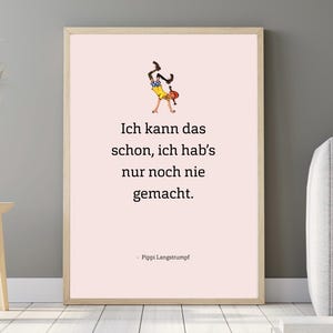 Poster con citazione di Pippi Calzelunghe rosa/blu/bianco – Download digitale | Decorazione della cameretta dei bambini | Poster per bambini | Citazione incoraggiante