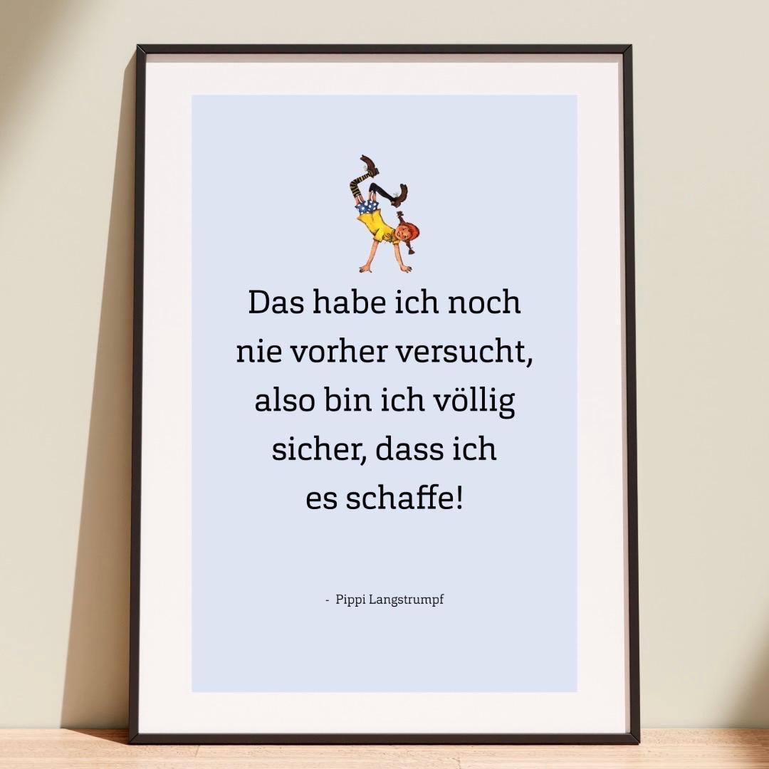 長くつ下のピッピ ポスター 引用 ピンク/ブルー/ホワイト – デジタル