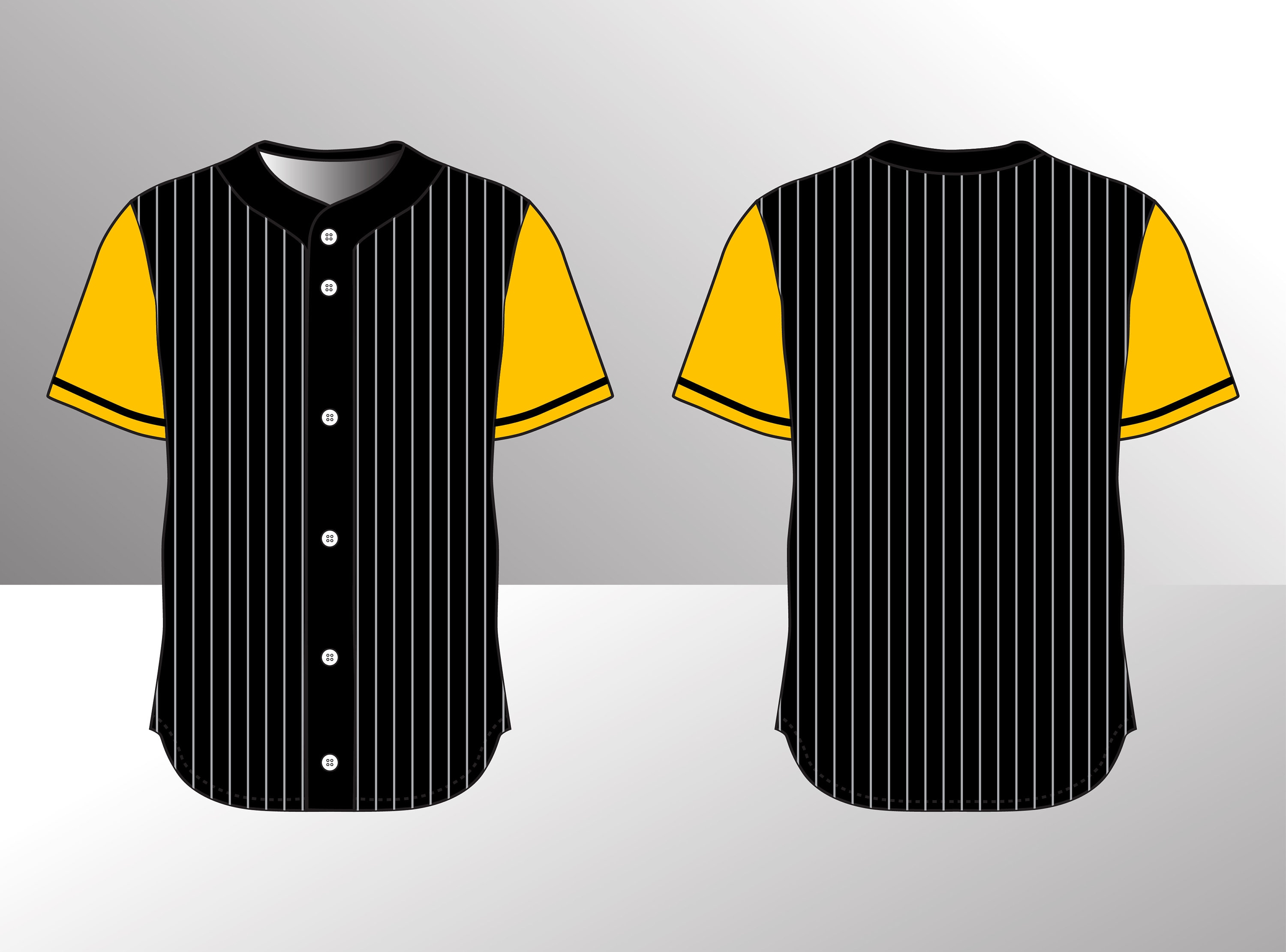 Baseball Jersey Full Button Mock up Template Flat Sketch 