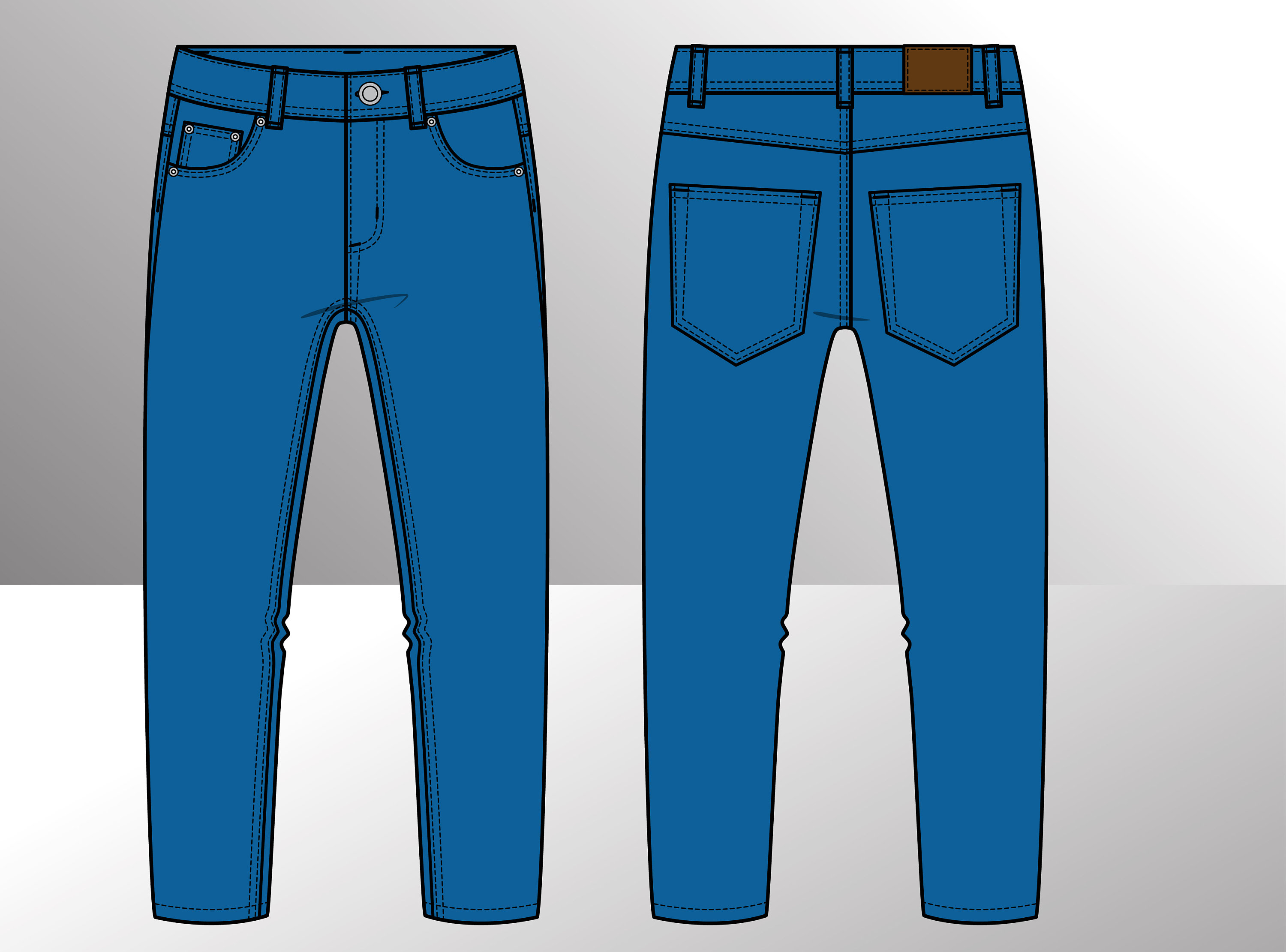 Men's Jeans Fashion Flat Sketches Fashion Vector Sketch - Etsy
