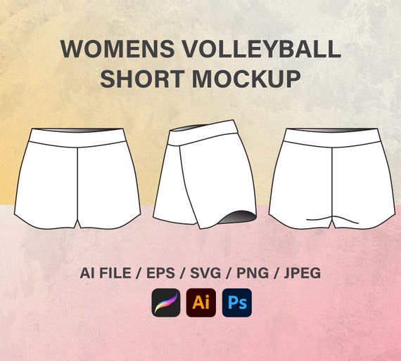 Womens Volleyball Short, Vector Short, Technical Sketch Sport Shorts ,pants  Design Template, Streetwear Short, Sports Shorts, Flat Templates 