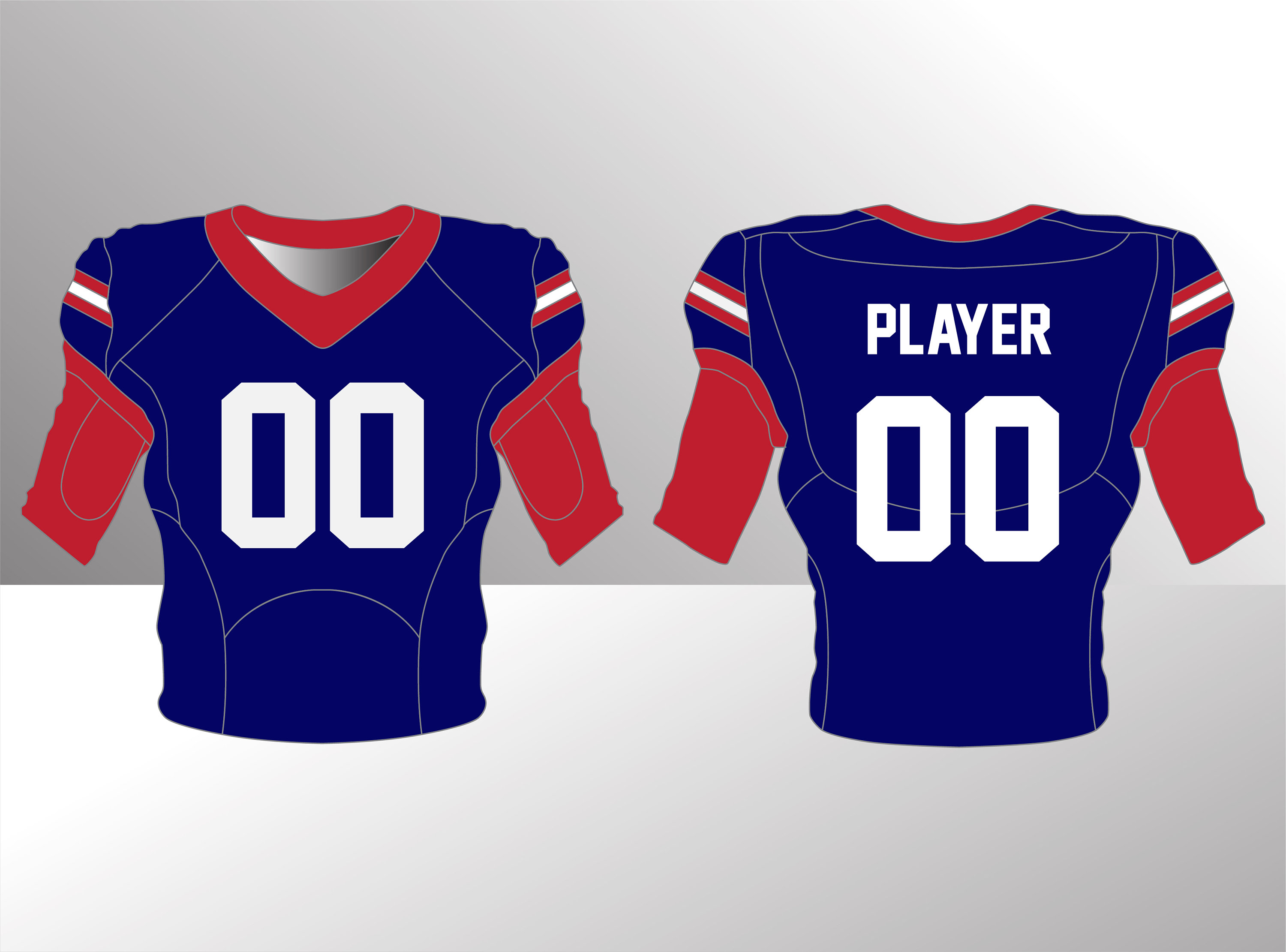 American Football Jersey, Blank Football Jersey, Teck Pack, Vector American Football Jersey, Blank Football Jersey, Teck Pack, Vector