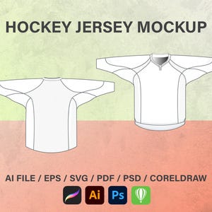 Hockey Jersey Tech Pack,SoccerJersey Vektor Mockup Footbaall Jersey Template Pack Illustrator, Procreate Mockup Blank T-Shirt Flache Skizze