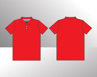 Template Plain Red Polo Shirt Polo Shirt Mockup, Vector